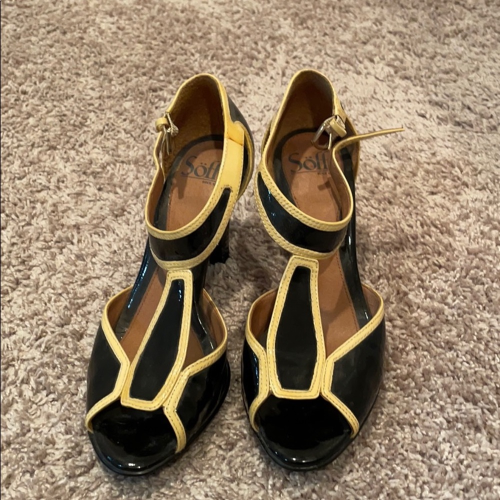 Patten leather heel